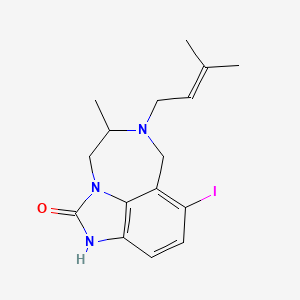 molecular formula C16H20IN3O B15183491 Imidazo(4,5,1-jk)(1,4)benzodiazepine-8-iodo-1,2,4,5,6,7-hexahydro-5-methyl-6-(3-methyl-2-butenyl)-2-oxo- CAS No. 257891-54-6