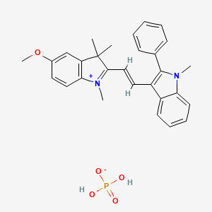 molecular formula C29H31N2O5P B15183610 5-Methoxy-1,3,3-trimethyl-2-(2-(1-methyl-2-phenyl-1H-indol-3-yl)vinyl)-3H-indolium dihydrogen phosphate CAS No. 83969-05-5