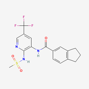 molecular formula C17H16F3N3O3S B15183616 1H-Indene-5-carboxamide, 2,3-dihydro-N-(2-((methylsulfonyl)amino)-5-(trifluoromethyl)-3-pyridinyl)- CAS No. 141284-27-7