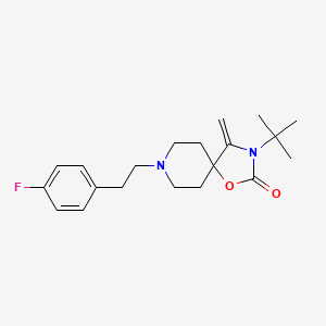 molecular formula C20H27FN2O2 B15183654 1-Oxa-3,8-diazaspiro(4.5)decan-2-one, 3-(1,1-dimethylethyl)-8-(2-(4-fluorophenyl)ethyl)-4-methylene- CAS No. 134069-87-7