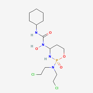 molecular formula C14H27Cl2N4O4P B15183755 Urea, N-(2-(bis(2-chloroethyl)amino)tetrahydro-2H-1,3,2-oxazaphosphorin-4-yl)-N'-cyclohexyl-N-hydroxy-, P-oxide CAS No. 97139-67-8