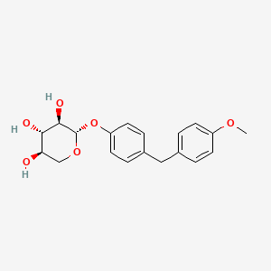 molecular formula C19H22O6 B15183780 beta-D-Xylopyranoside, 4-((4-methoxyphenyl)methyl)phenyl CAS No. 147029-86-5