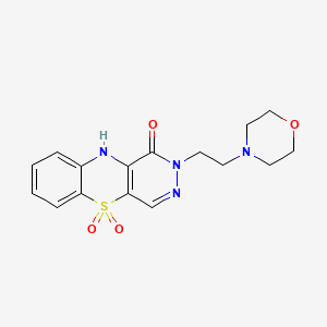 molecular formula C16H18N4O4S B15183786 1H-Pyridazino(4,5-b)(1,4)benzothiazin-1-one, 2,10-dihydro-2-(2-(4-morpholinyl)ethyl)-, 5,5-dioxide CAS No. 126598-44-5