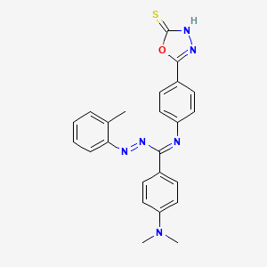 1,3,4-Oxadiazole-2(3H)-thione, 5-(4-(((4-(dimethylamino)phenyl)((2-methylphenyl)azo)methylene)amino)phenyl)-