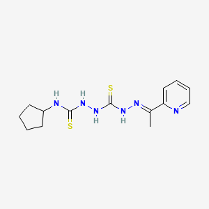 molecular formula C14H20N6S2 B15183807 Carbonothioic dihydrazide, N''-((cyclopentylamino)thioxomethyl)-N'''-((1E)-1-(2-pyridinyl)ethylidene)- CAS No. 127142-21-6