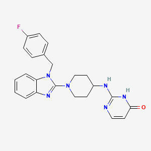 molecular formula C23H23FN6O B15183866 4(1H)-Pyrimidinone, 2-((1-(1-((4-fluorophenyl)methyl)-1H-benzimidazol-2-yl)-4-piperidinyl)amino)- CAS No. 108612-59-5