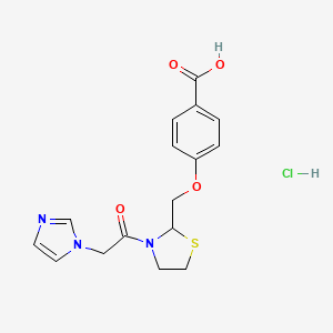 molecular formula C16H18ClN3O4S B15183911 4-[[3-(2-imidazol-1-ylacetyl)-1,3-thiazolidin-2-yl]methoxy]benzoic acid;hydrochloride CAS No. 161364-53-0