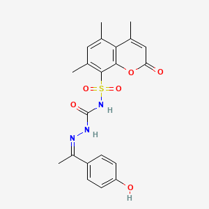 Hydrazinecarboxamide, 2-(1-(4-hydroxyphenyl)ethylidene)-N-((4,5,7-trimethyl-2-oxo-2H-1-benzopyran-8-yl)sulfonyl)-