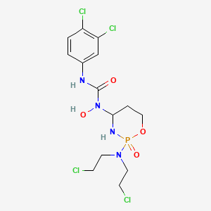 Urea, N-(2-(bis(2-chloroethyl)amino)tetrahydro-2H-1,3,2-oxazaphosphorin-4-yl)-N'-(3,4-dichlorophenyl)-N-hydroxy-, P-oxide