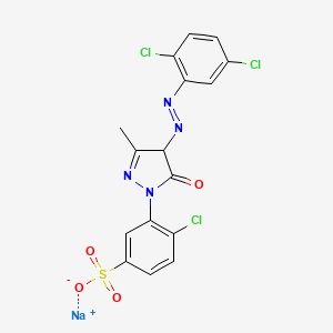 molecular formula C16H10Cl3N4NaO4S B15183963 Sodium 4-chloro-3-(4-((2,5-dichlorophenyl)azo)-4,5-dihydro-3-methyl-5-oxo-1H-pyrazol-1-yl)benzenesulphonate CAS No. 94158-02-8