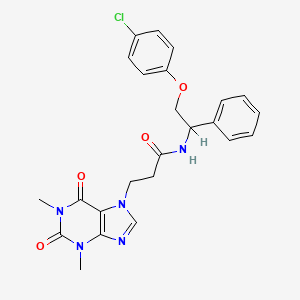 7H-Purine-7-propanamide, 1,2,3,6-tetrahydro-N-(2-(4-chlorophenoxy)-1-phenylethyl)-1,3-dimethyl-2,6-dioxo-