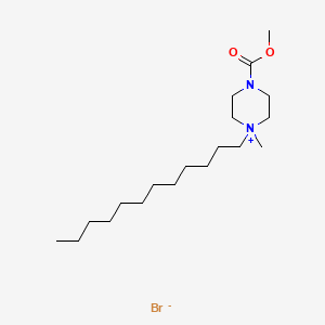 molecular formula C19H39BrN2O2 B15184029 4-Carboxy-1-dodecyl-1-methylpiperazinium bromide methyl ester CAS No. 109648-85-3