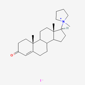 molecular formula C24H38INO B15184078 1-(3-Oxoandrost-4-en-17beta-yl)-1-methylpyrrolidinium iodide CAS No. 10063-31-7