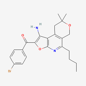 molecular formula C23H25BrN2O3 B15184101 Methanone, (1-amino-5-butyl-8,9-dihydro-8,8-dimethyl-6H-furo(2,3-b)pyrano(4,3-d)pyridin-2-yl)(4-bromophenyl)- CAS No. 172985-25-0