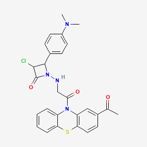 10H-Phenothiazine, 2-acetyl-10-(((3-chloro-2-(4-(dimethylamino)phenyl)-4-oxo-1-azetidinyl)amino)acetyl)-