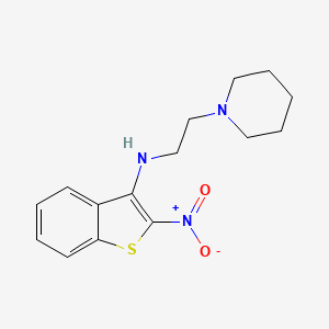 molecular formula C15H19N3O2S B15184119 1-Piperidineethanamine, N-(2-nitrobenzo(b)thien-3-yl)- CAS No. 128554-87-0