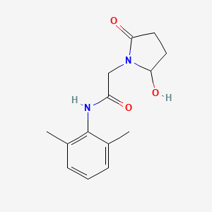 molecular formula C14H18N2O3 B15184159 N-(2,6-Dimethylphenyl)-2-hydroxy-5-oxo-1-pyrrolidineacetamide CAS No. 131147-89-2