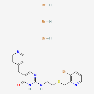 4(1H)-Pyrimidinone, 2-((2-(((3-bromo-2-pyridinyl)methyl)thio)ethyl)amino)-5-(4-pyridinylmethyl)-, trihydrobromide