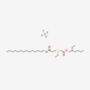 molecular formula C29H57BF4O4S B15184200 Ethyl(2-((2-ethylhexyl)oxy)-2-oxoethyl)(3-oxo-3-(tetradecyloxy)propyl)sulphonium tetrafluoroborate(1-) CAS No. 93918-81-1