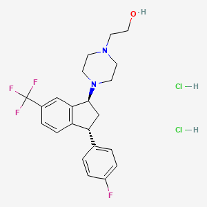 trans-4-(3-(4-Fluorophenyl)-2,3-dihydro-6-(trifluoromethyl)-1H-inden-1-yl)piperazine-1-ethanol dihydrochloride