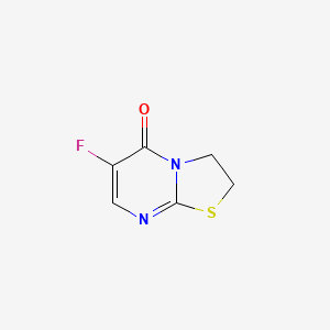 molecular formula C6H5FN2OS B15184248 5H-Thiazolo(3,2-a)pyrimidin-5-one, 2,3-dihydro-6-fluoro- CAS No. 139670-61-4