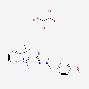 molecular formula C22H25N3O5 B15184253 2-(((4-Methoxyphenyl)methylhydrazono)methyl)-1,3,3-trimethyl-3H-indolium hydrogen oxalate CAS No. 85187-83-3