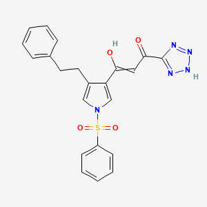 1H-Pyrrole, 3-(3-hydroxy-1-oxo-3-(1H-tetrazol-5-yl)-2-propenyl)-4-(2-phenylethyl)-1-(phenylsulfonyl)-