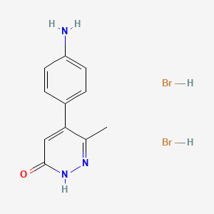 molecular formula C11H13Br2N3O B15184269 3(2H)-Pyridazinone, 5-(p-aminophenyl)-6-methyl-, dihydrobromide CAS No. 117903-11-4