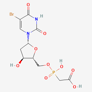 molecular formula C11H14BrN2O9P B15184271 ((5-(5-Bromo-2,4-dioxo-3,4-dihydro-2H-pyrimidin-1-yl)-3-hydroxy-tetrahydro-furan-2-ylmethoxy)-hydroxy-phosphoryl)-acetic acid CAS No. 107811-78-9