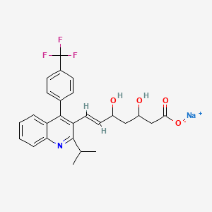 molecular formula C26H25F3NNaO4 B15184288 6-Heptenoic acid, 3,5-dihydroxy-7-(2-(1-methylethyl)-4-(4-(trifluoromethyl)phenyl)-3-quinolinyl)-, monosodium salt CAS No. 121661-29-8