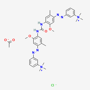 molecular formula C37H47ClN8O5 B15184301 3,3'-(Carbonylbis(imino(5-methoxy-2-methyl-p-phenylene)azo))bis(N,N,N-trimethylanilinium) acetate chloride CAS No. 85283-60-9