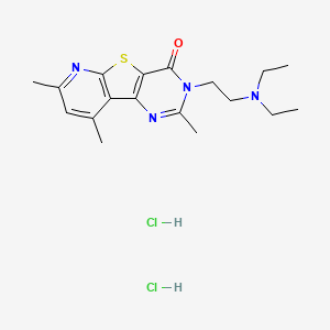 molecular formula C18H26Cl2N4OS B15184415 5-[2-(diethylamino)ethyl]-4,11,13-trimethyl-8-thia-3,5,10-triazatricyclo[7.4.0.02,7]trideca-1(9),2(7),3,10,12-pentaen-6-one;dihydrochloride CAS No. 89481-14-1