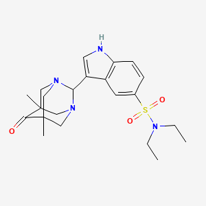 molecular formula C22H30N4O3S B15184452 1H-Indole-5-sulfonamide, N,N-diethyl-3-(5,7-dimethyl-6-oxo-1,3-diazatricyclo(3.3.1.1(sup 3,7))dec-2-yl)- CAS No. 134828-35-6