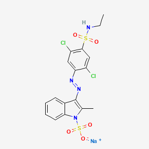 molecular formula C17H15Cl2N4NaO5S2 B15184531 Sodium 3-((2,5-dichloro-4-((ethylamino)sulphonyl)phenyl)azo)-2-methyl-1H-indolesulphonate CAS No. 83232-43-3