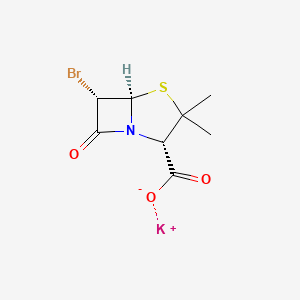 molecular formula C8H9BrKNO3S B15184621 Potassium (2S-(2alpha,5alpha,6alpha))-6-bromo-3,3-dimethyl-7-oxo-4-thia-1-azabicyclo(3.2.0)heptane-2-carboxylate CAS No. 74772-27-3