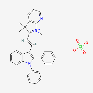 molecular formula C32H28ClN3O4 B15184646 2-(2-(1,2-Diphenyl-1H-indol-3-yl)vinyl)-1,3,3-trimethyl-3H-pyrrolo(2,3-b)pyridinium perchlorate CAS No. 29330-29-8