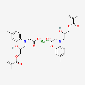 molecular formula C32H40MgN2O10 B15184711 Magnesium, bis(3-(((carboxy-kappaO)methyl)(4-methylphenyl)amino-kappaN)-2-hydroxypropyl 2-methyl-2-propenoato)-, (T-4)- CAS No. 211810-95-6