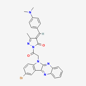 3H-Pyrazol-3-one, 2,4-dihydro-2-((9-bromo-6H-indolo(2,3-b)quinoxalin-6-yl)acetyl)-4-((4-(dimethylamino)phenyl)methylene)-5-methyl-