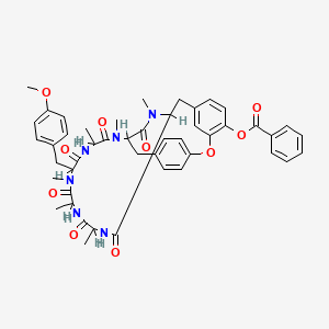 molecular formula C47H52N6O10 B15184789 5-(N-Methyl-L-tyrosine)bouvardin benzoate hydrate CAS No. 86229-85-8