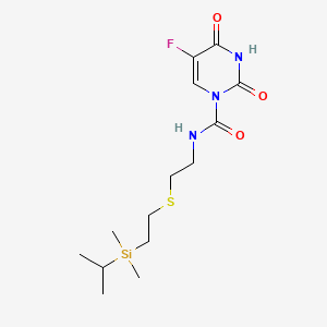 molecular formula C14H24FN3O3SSi B15184804 1(2H)-Pyrimidinecarboxamide, 3,4-dihydro-N-(2-((2-(dimethyl(1-methylethyl)silyl)ethyl)thio)ethyl)-2,4-dioxo-5-fluoro- CAS No. 103579-38-0