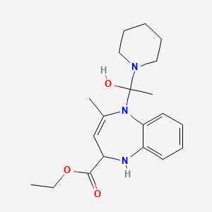 molecular formula C20H29N3O3 B15184814 1H-1,5-Benzodiazepine-2-carboxylic acid, 2,3,4,5-tetrahydro-4-methyl-5-(1-piperidinylacetyl)-,ethyl ester CAS No. 121635-61-8