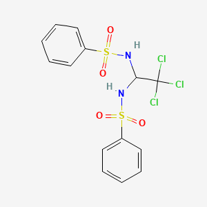 molecular formula C14H13Cl3N2O4S2 B15184827 Benzenesulfonamide, N,N'-(2,2,2-trichloroethylidene)bis- CAS No. 85095-84-7