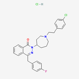 molecular formula C29H30Cl2FN3O B15184907 1(2H)-Phthalazinone, 2-(1-(2-(4-chlorophenyl)ethyl)hexahydro-1H-azepin-4-yl)-4-((4-fluorophenyl)methyl)-, monohydrochloride CAS No. 110406-51-4