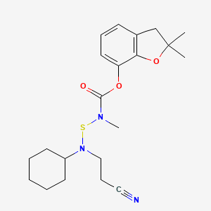 Carbamic acid, (((2-cyanoethyl)cyclohexylamino)thio)methyl-, 2,3-dihydro-2,2-dimethyl-7-benzofuranyl ester