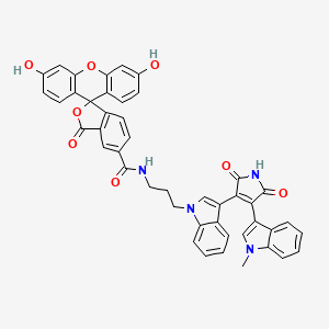molecular formula C45H32N4O8 B1518498 3',6'-Dihydroxy-N-[3-[3-[4-(1-methylindol-3-yl)-2,5-dioxopyrrol-3-yl]indol-1-yl]propyl]-3-oxospiro[2-benzofuran-1,9'-xanthene]-5-carboxamide 