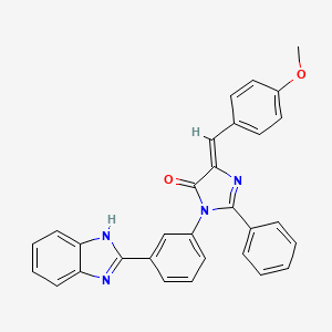 4H-Imidazol-4-one, 3,5-dihydro-3-(3-(1H-benzimidazol-2-yl)phenyl)-5-((4-methoxyphenyl)methylene)-2-phenyl-