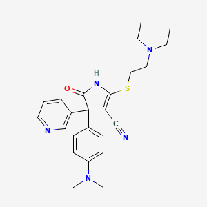 1H-Pyrrole-3-carbonitrile, 4,5-dihydro-2-((2-(diethylamino)ethyl)thio)-4-(4-(dimethylamino)phenyl)-5-oxo-4-(3-pyridinyl)-