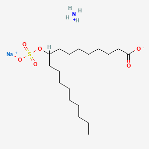 molecular formula C18H38NNaO6S B15185079 Octadecanoic acid, 9(or 10)-(sulfooxy)-, ammonium sodium salt CAS No. 111001-43-5