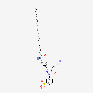 molecular formula C36H50N4O5S B15185121 m-(4-(2-Cyanoethyl)-4,5-dihydro-5-oxo-3-(4-((1-oxooctadecyl)amino)phenyl)-1H-pyrazol-1-yl)benzenesulphonic acid CAS No. 94944-75-9