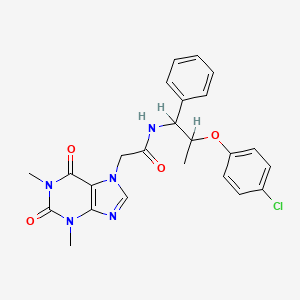 7H-Purine-7-acetamide, 1,2,3,6-tetrahydro-N-(2-(4-chlorophenoxy)-1-phenylpropyl)-1,3-dimethyl-2,6-dioxo-